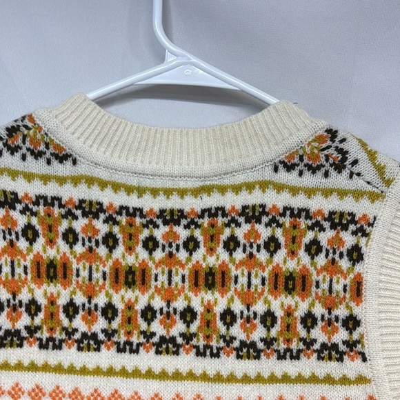 Love Tree snow flowers print Multicolor Knit Sweater V beck Vest size small - Picture 7 of 10